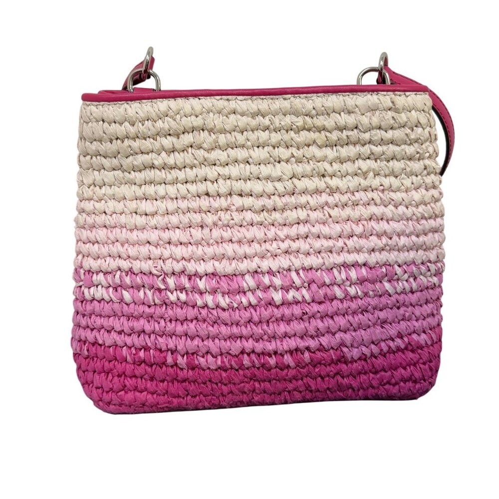 Michael Kors Straw Tote Bag Pink Gradient With Shoulder Strap - Picture 2 of 10
